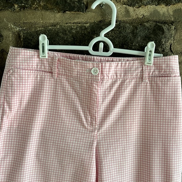 TALBOTS SIZE 10P PERFECT CROP PINK/WHITE GINGHAM PANTS - Picture 6 of 6